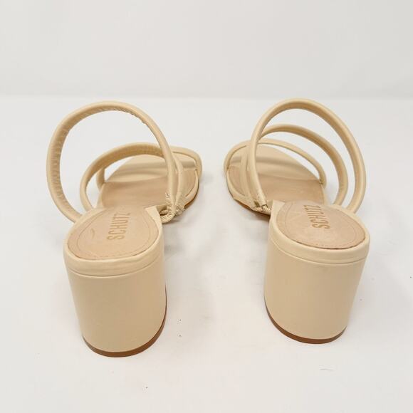 NEW Schutz Olly Mid Block Nappa Leather Strappy Sandal Cream White 10.5 - Picture 3 of 7